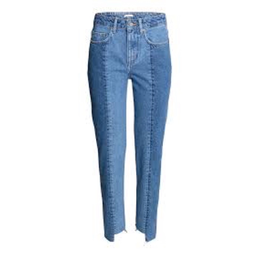 H&M Step Hem High Waist Button Front Jeans